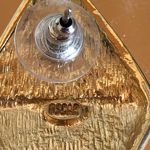 Oscar de la Ranta Aurora Borealis crystal gold tone earrings - Picture 6 of 6